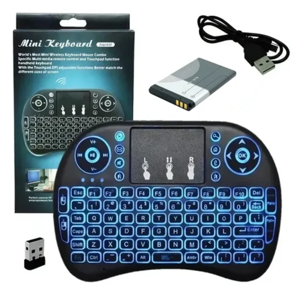 mini teclado inalámbrico airmouse android smart tv iluminado