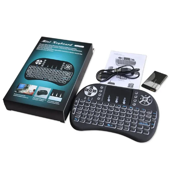 mini teclado inalámbrico airmouse android smart tv iluminado